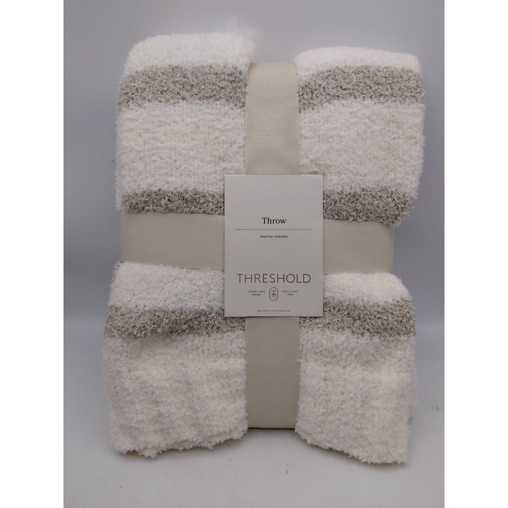 Threshold Throw 50 X 60" White/ Beige Stripe